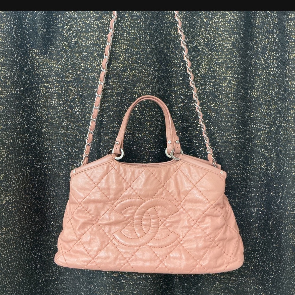 Chanel Pink Quilted Shoulder Bag with Chain Strap